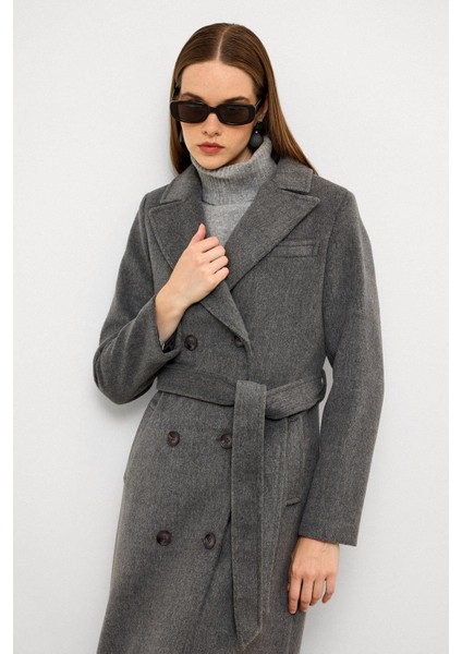 Ceket Yaka Kruvaze Ara Boy Kaban Gri 3094 fiyatları