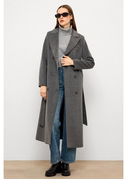 Ceket Yaka Kruvaze Ara Boy Kaban Gri 3094 indirimleri