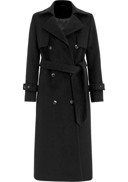 Pelerin Detaylı Kruvaze Kaban Siyah 3091 indirimleri