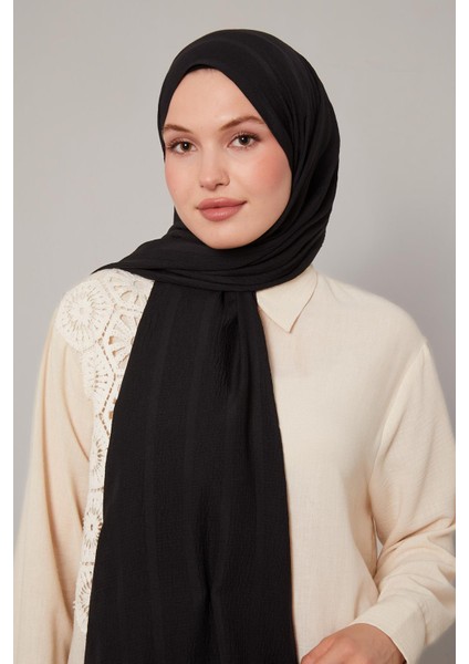 Siyah Kendinden Dokulu Natural Line Şal modelleri