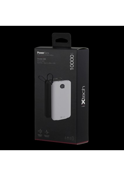 İXtech IX-PB013 10.000 Mah El Fenerli Çoklu Şarj Özellikli Powerbank Taşınabilir Şarj Cihazı - Beyaz