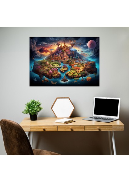 Masalsı Dünya Haritası Kanvas Tablo - Dünya Haritası Duvar Sanatı Ev Dekorasyonu fiyatları