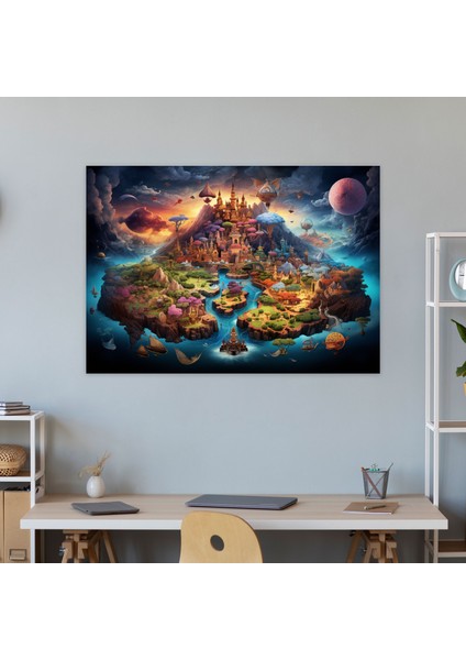 Masalsı Dünya Haritası Kanvas Tablo - Dünya Haritası Duvar Sanatı Ev Dekorasyonu modelleri