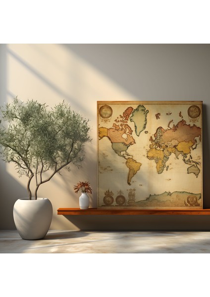 Eski Dünya Haritası Kanvas Tablo - Dünya Haritası Kanvas Duvar Sanatı Antika fiyatları