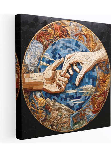 Rönesans Mozaik Kanvas Tablo - Ev Dekorasyonu Duvar Sanatı Sistine Şapeli