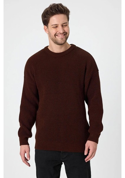 Erkek Kahverengi (TRZ050) Bisiklet Yaka Örgülü Triko Kazak fiyatları