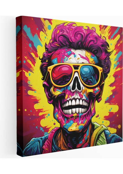 Pop Art Kafatası Portre Kanvas Tablo