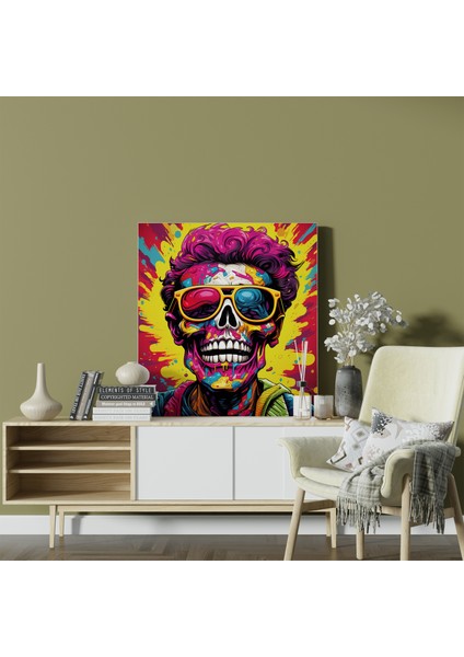 Pop Art Kafatası Portre Kanvas Tablo fiyatları