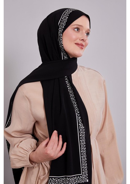 Siyah Desenli Medine Ipeği Şal fiyatları