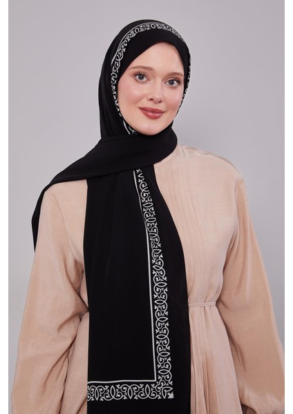 Siyah Desenli Medine Ipeği Şal modelleri