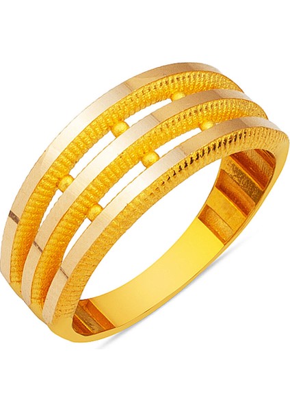 Üçlü Ajda 14 Ayar Altın Yüzük