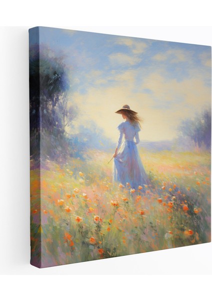 Kadın Duvar Sanatı - Izlenimci Çayır Kanvas Tablo - Kadın Kanvas Tablo Rüya Gibi Atmosfer Çayır