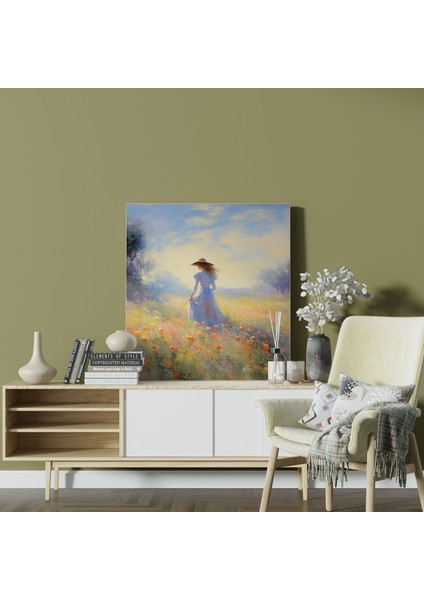 Kadın Duvar Sanatı - Izlenimci Çayır Kanvas Tablo - Kadın Kanvas Tablo Rüya Gibi Atmosfer Çayır fiyatları