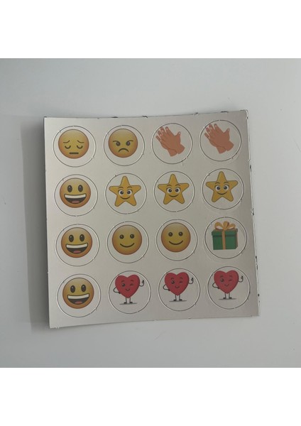 Manyetik Sticker Mıknatıslı Emoji Sticker Gülen Yüz Sticker Seti 16'lı Tabaka x 4 Set
