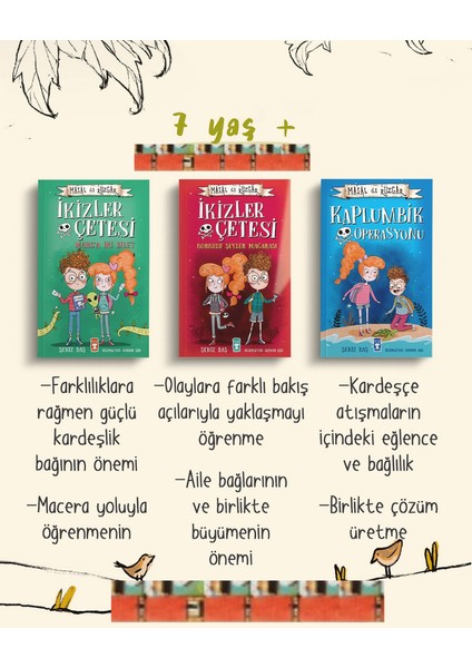 7 Yaş+ Ikizler Çetesi Korkulu Şeyler Mağarası, Marsa Iki Bilet, Kaplumbik Operasyonu(3kitap)