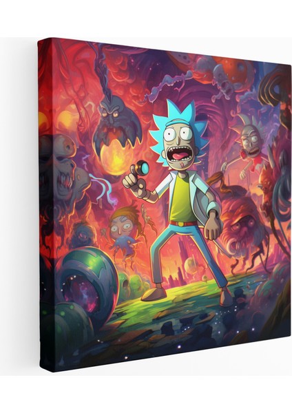 Boyut Atlama Temalı Rick ve Morty Kanvas Tablosu