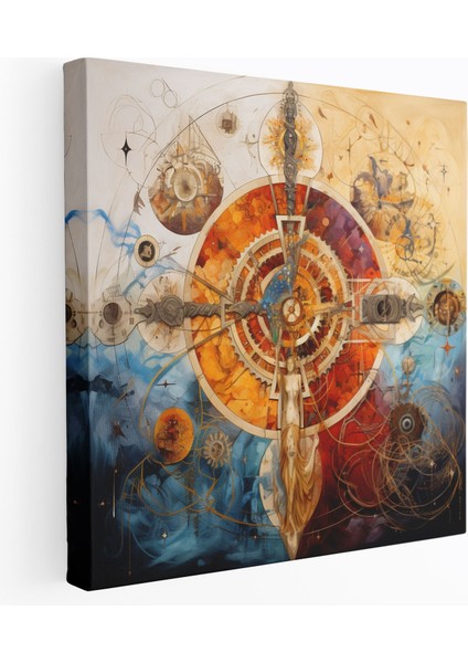 Spiritüel Kanvas Tablo - Kutsal Semboller Kolaj Duvar Sanatı - Ruhsal Duvar Dekorasyonu Uyum