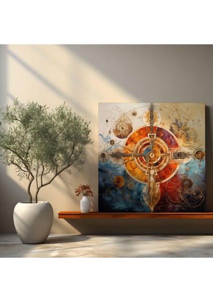 Spiritüel Kanvas Tablo - Kutsal Semboller Kolaj Duvar Sanatı - Ruhsal Duvar Dekorasyonu Uyum fiyatları