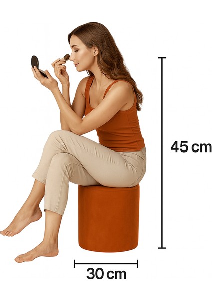 30X30X45 Yuvarlak Babyface Kumaş Puf – Salon, Yatak Odası, Makyaj Masası Pufu modelleri