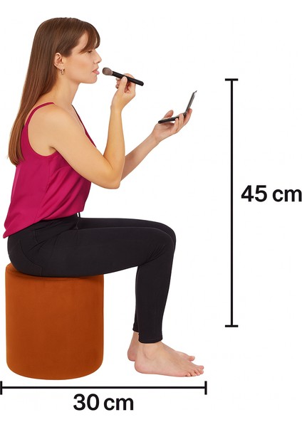 30X30X45 Yuvarlak Babyface Kumaş Puf – Salon, Yatak Odası, Makyaj Masası Pufu fırsatları