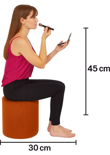 30X30X45 Yuvarlak Babyface Kumaş Puf – Salon, Yatak Odası, Makyaj Masası Pufu