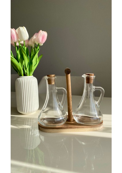 Mien Stantlı 2'li Yağdanlık Seti - Şeffaf / Akasya fırsatları