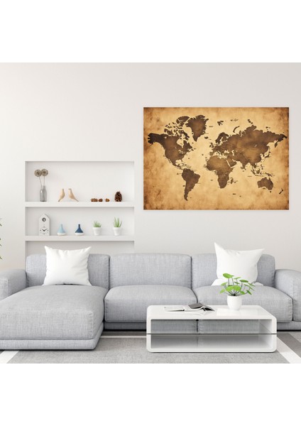 Dünya Haritası Kanvas Tablo - Vintage Sepya - Dünya Haritası Sepya Kanvas Tablo Vintage modelleri