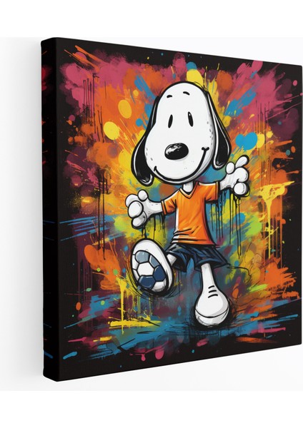 Snoopy Kanvas Tablo - Futbol Topu Duvar Sanatı - Ev Dekorasyonu Canlı Enerjik