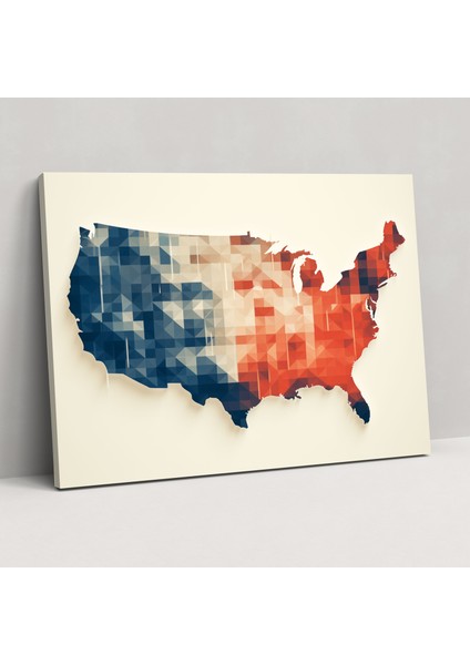 Amerika Birleşik Devletleri Haritası Kanvas Tablo - Çağdaş Renklerle Amerika Birleşik Devletleri Haritası Duvar Dekorasyonu Duvar Sanatı
