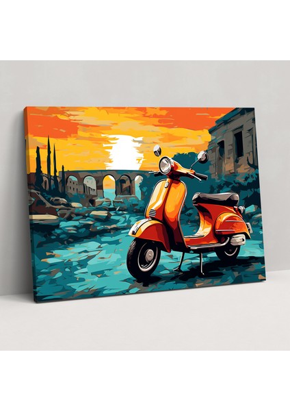 Roma Duvar Sanatı - Vespa Scooter Pop Sanatı - Roma Vintage Çekicilik Roma Duvar Sanatı