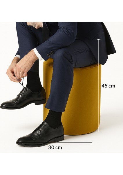 Babyface Kumaş Yuvarlak Puf 30X30X45 cm – Hardal Sarısı fırsatları