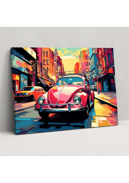 Volkswagen Beetle Kanvas Tablo - Enerji ve Retro-Style Pop Art ile Volkswagen Beetle Temalı