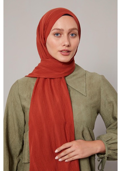 Kiremit Kendinden Dokulu Natural Line Şal