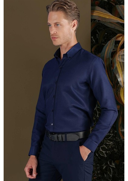 GK 686 Slim Fit Koyu Lacivert Klasik Gömlek indirimleri