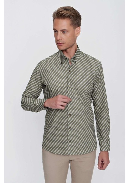 G 1517 Slim Fit Haki Spor Gömlek fırsatları