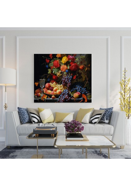 Rönesans Duvar Sanatı: Canlı Meyve ve Çiçekler Natürmort - Ev Dekorasyonu Duvar Dekorasyonu fiyatları