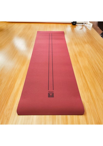 Çift Çizgi Tasarımlı Tpe Yoga Pilates Matı 6mm Kaymaz Hafif Taşınabilir - Bordo fiyatları