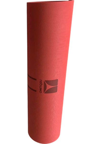Çift Çizgi Tasarımlı Tpe Yoga Pilates Matı 6mm Kaymaz Hafif Taşınabilir - Bordo indirimleri