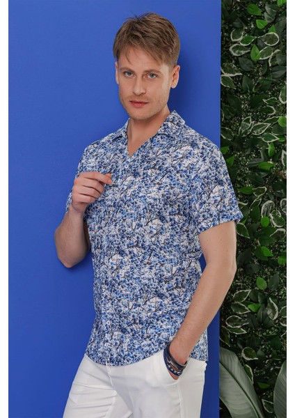 G 1538 Slim Fit Lacivert-Beyaz Klasik Gömlek fiyatları