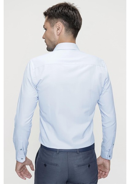 Slim Fit Pamuk Saten Klasik Mavi Gömlek Gk 624 fırsatları