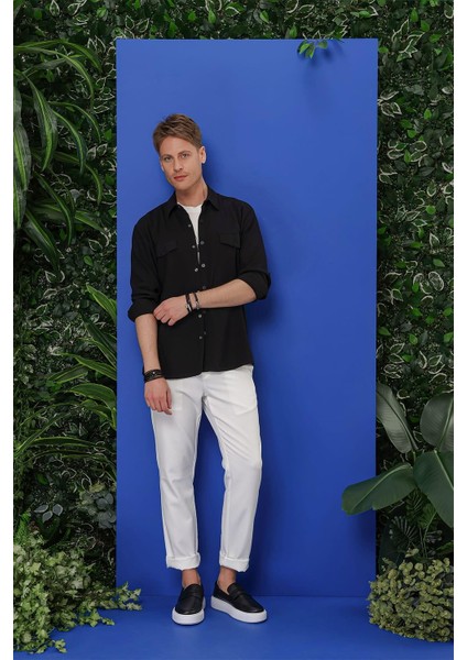 G 1551 Slim Fit Siyah Klasik Gömlek fırsatları