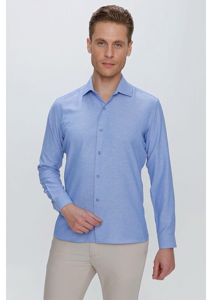 Gk 673 Slim Fit Mavi Klasik Gömlek modelleri