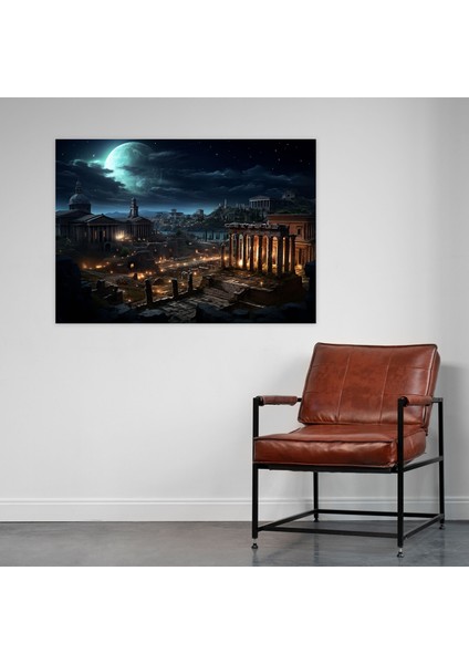 Roma Duvar Dekorasyonu - Roma Forumu Gece Dijital Sanat - Roma Kanvas Tablo Gece Manzaraları Kanvas Duvar Sanatı fiyatları