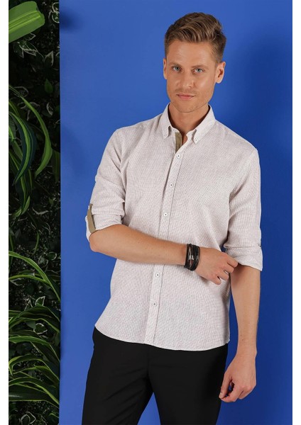 G 1555 Slim Fit Bej Klasik Gömlek fiyatları