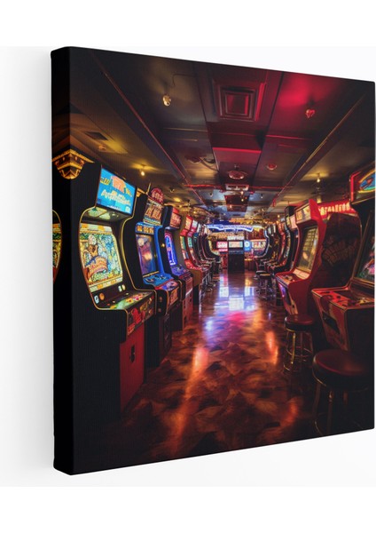 Retro Arcade Kanvas Tablo - Retro Kanvas Tablo Oyun Salonu