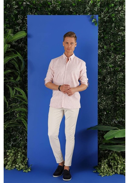 G 1555 Slim Fit Mercan Klasik Gömlek