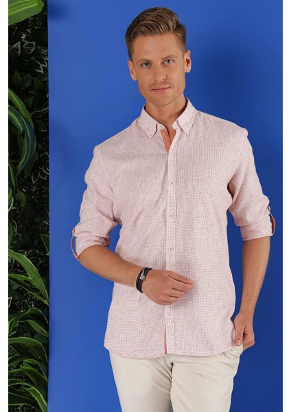 G 1555 Slim Fit Mercan Klasik Gömlek fırsatları