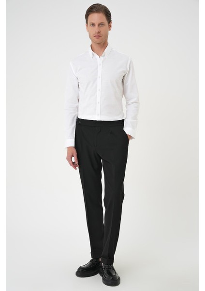 Slim Fit Düğmeli Yaka Dokulu %100 Pamuk Klasik Beyaz Gömlek Gk 726 fiyatları