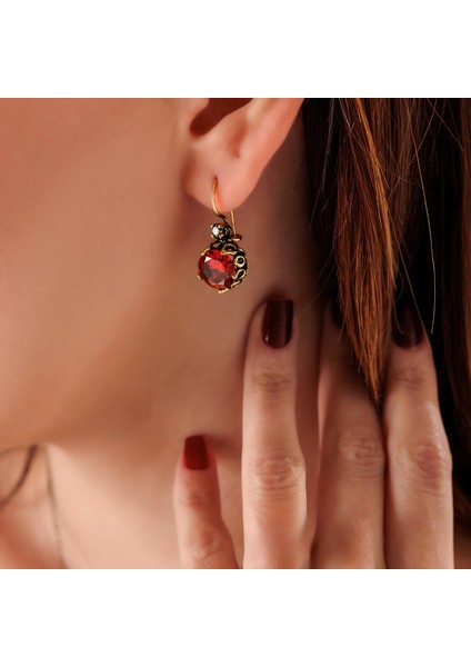 Mistik Işıltı Bordo Kadın 2'li Takı Seti Küpe Kolye Takım Bakır El Yapımı Kararma Yapmaz Kutulu fiyatları