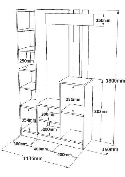Aynalı Vestiyer Portmanto Ayakkabılık Beyaz indirimleri